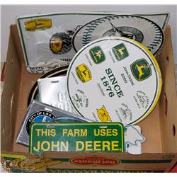 LARGE BOX OF COLLECTIBLES INCLUDING JOHN DEER,