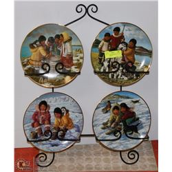 4 NORI PETER ABORIGINAL PLATES W WALL DISPLAY