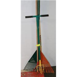 BUNDLE OF 4 YARD TOOLS - T-REX RAKE, SPIN