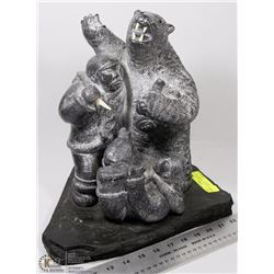 INUIT SOAPSTONE BEAR STATUE, "A WOLF ORIGINAL"