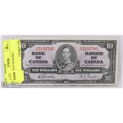 1937 CANADIAN $10.00 BILL