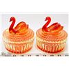 Image 1 : VINTAGE PAIR OF SWAN SAWTOOTHED COVERED DISHES