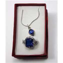12 - DARK BLUE SAPPHIRE RING & PENDANT