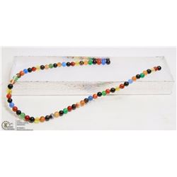 #37-MUTI-COLOUR AGATE LOOSE BEAD NECKLACE 15"