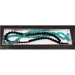 #63-BLACK AGATE & SWAROVSKI  NECKLACE 15"