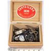 Image 1 : CIGAR BOX OF MISC. WATCH PARTS INC. BULOVA, TIMEX