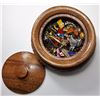 Image 1 : #1 - NATURAL ROUND WOODEN BOX & CONTENTS