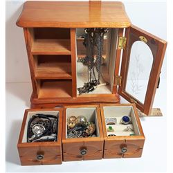 #2 - GLASS FRONTED WOODEN JEWELRY BOX