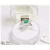 Image 1 : #30- GREEN EMERALD & CZ RING