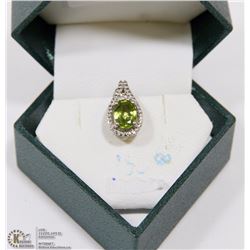 STAMPED 925 SILVER DIAMOND AND NATURAL PERIDOT