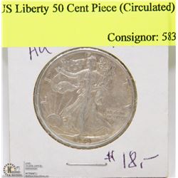95) US LIBERTY 50 CENT PIECE (CIRCULATED)