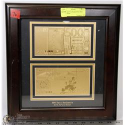 78) FRAMED 2 FIVE HUNDRED EURO BANK NOTE 999.9 PURE