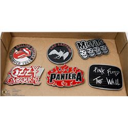 COLLECTION OF 6 ROCK BAND BELT BUCKLES