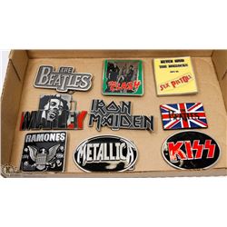 COLLECTION OF 6 ROCK BAND BELT BUCKLES