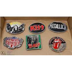 COLLECTION OF 6 ROCK BAND BELT BUCKLES