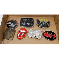 COLLECTION OF 6 ROCK BAND BELT BUCKLES