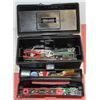 Image 1 : BLACK TOOL BOX WITH CONTENTS, INCLUDES HAMMER,