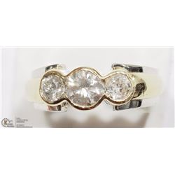 10K YELLOW GOLD 3 DIAMOND HALF BEZEL SET RING