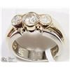 Image 2 : 10K YELLOW GOLD 3 DIAMOND HALF BEZEL SET RING