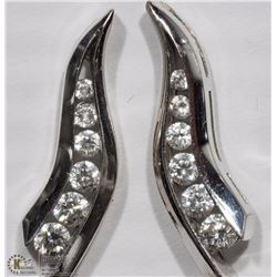 14K WHITE GOLD 12 DIAMOND CHANNEL SET EARRINGS