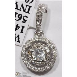 14K WHITE GOLD DIAMOND HALO STYLE PENDANT