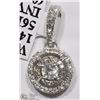 Image 1 : 14K WHITE GOLD DIAMOND HALO STYLE PENDANT