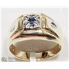 Image 2 : 10K YELLOW GOLD SAPPHIRE & DIAMOND MEN'S RING