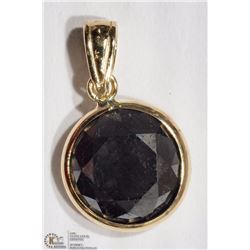 14K YELLOW GOLD BLACK DIAMOND SOLITAIRE PENDANT