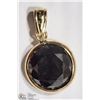 Image 1 : 14K YELLOW GOLD BLACK DIAMOND SOLITAIRE PENDANT