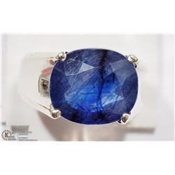 10K WHITE GOLD SAPPHIRE SOLITAIRE MEN'S RING