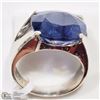 Image 2 : 10K WHITE GOLD SAPPHIRE SOLITAIRE MEN'S RING