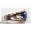 Image 3 : 10K WHITE GOLD SAPPHIRE SOLITAIRE MEN'S RING