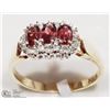 Image 2 : 10K YELLOW GOLD GARNET & DIAMOND RING SIZE 8