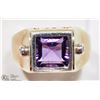 Image 1 : 14K YELLOW GOLD AMETHYST & DIAMOND MEN'S RING