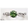 Image 1 : 14K WHITE GOLD GREEN & WHITE DIAMOND RING