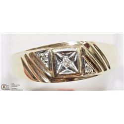 10K YELLOW GOLD 3 DIAMOND HEAVY MEN'S RING