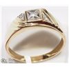 Image 2 : 10K YELLOW GOLD 3 DIAMOND HEAVY MEN'S RING