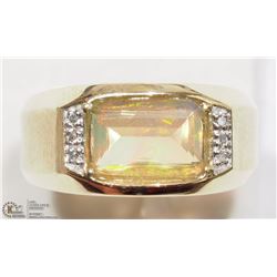 10K YELLOW GOLD OPAL & DIAMOND MEN'S RING