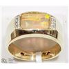 Image 2 : 10K YELLOW GOLD OPAL & DIAMOND MEN'S RING