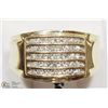 Image 1 : 14K YELLOW GOLD DIAMOND HEAVY MEN'S RING
