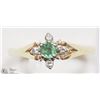 Image 1 : 14K YELLOW GOLD EMERALD & DIAMOND RING