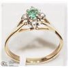 Image 2 : 14K YELLOW GOLD EMERALD & DIAMOND RING