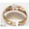Image 2 : 10K YELLOW-WHITE GOLD DIAMOND SOLITAIRE MENS RING