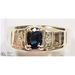 10K YELLOW GOLD SAPPHIRE & DIAMOND MEN'S RING