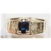 Image 1 : 10K YELLOW GOLD SAPPHIRE & DIAMOND MEN'S RING