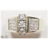 Image 1 : 14K YELLOW GOLD DIAMOND WIDE CLAW MEN'S RING
