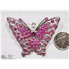 Image 2 : STERLING SILVER RUBY BUTTERFLY PENDANT NECKLACE