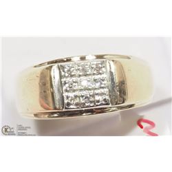 10K YELLOW GOLD 9 DIAMOND MEN'S RING SIZE 8