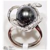 Image 2 : STERLING SILVER TAHITIAN BLACK PEARL RING