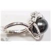 Image 3 : STERLING SILVER TAHITIAN BLACK PEARL RING